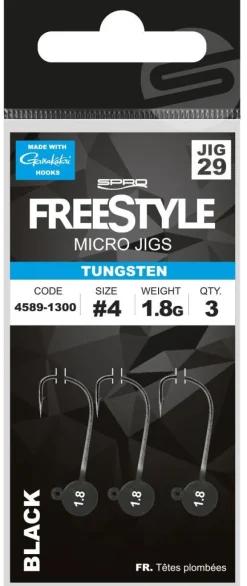 Têtes Plombées Spro Freestyle Micro Jighead Jig29 Black en Tungstene